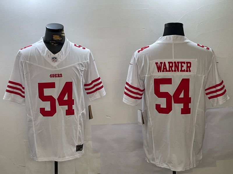 Men San Francisco 49ers #54 Warner White Three generations 2024 Nike Vapor Limited NFL Jersey style 1